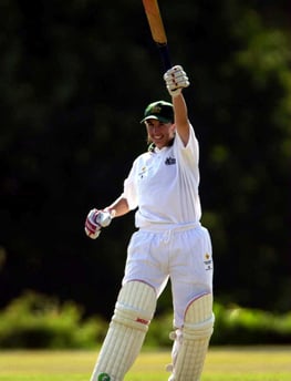 Michelle Goszko acknowledging the crowd after scoring a double century on Test debut for Australia