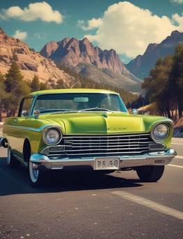 The image features a window display with bold, handwritten text reading 'PAY YOUR TAX NOW HERE!' A vintage car is visible in the reflective glass, along with a partial shadow or silhouette of a person. The background shows a street scene with a building.