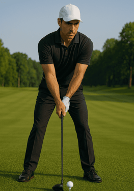 Golfer demonstrating mental focus before a shot