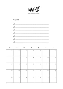 Calendario mayo minimalista para imprimir gratis 