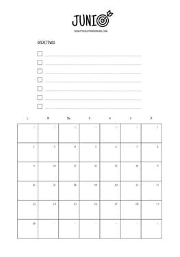 Calendario junio minimalista para imprimir gratis 