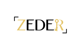 Zeder logo with a key on the R