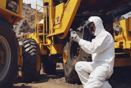 a man in a white suit and a white suit and a yellow helmet