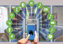 infografía de instalación y automatización de hogares mediante aplicación móvil
