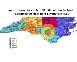 Service area map with radius