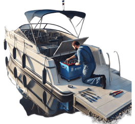 mechanic replacing boat battery