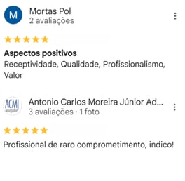 avaliações positivas de clientes 