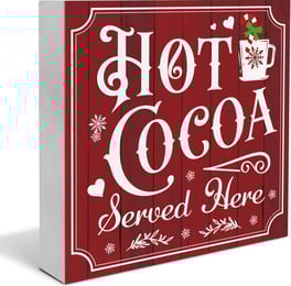 Vintage Christmas Decor, Hot Cocoa Wooden Sign
