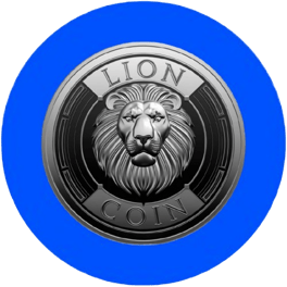 a lion head on a blue background with a lion head