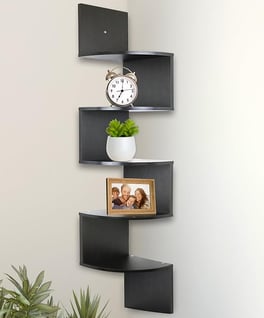 Corner Shelf 5 Tier Shelves for Wall Storage Floating Wall Mount for Office Bedroom Bathroom Kitchen