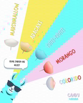 cardápio de sabores do algodão doce da candy lhama