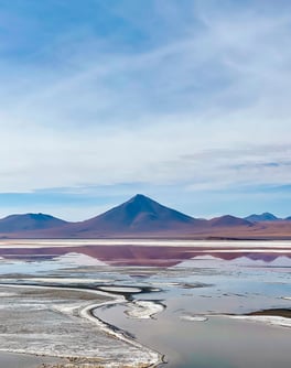 Vue sur une magnifique lagune colorée lors du tour dans le Sud Lipez et Salar de Uyuni.