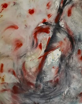 Peinture moderne aquarelle violon sing love en rouge et bleu sing love