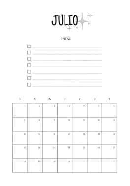 Calendarios de julio para imprimir gratis