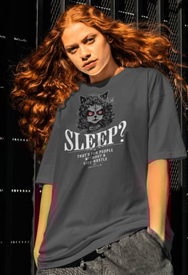 vivid calm designs, side gig club, Sleepless Hustle: No Sleep, Just Sigs, Vivid white, black cat