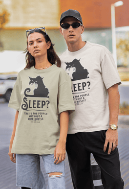 vivid calm designs, side gig club, Sleepless Grind, Hustler Cat, Vivid Black, black cat, Late-night 