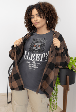 vivid calm designs, side gig club, Sleepless Hustle: No Sleep, Just Sigs, Vivid white, black cat