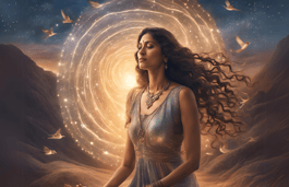 woman meditating light language activation code healing universe awakening dress 