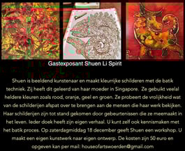Batik Exhibition, House of Arts Woerden, ArtistShuen Li Spirit, Paintings, Expositie, Batik Workshop