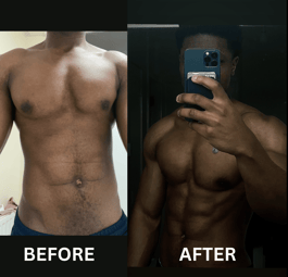 Before and After image of transformation of client