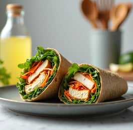 Wrap de Frango com Hummus e Vegetais