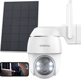 COOAU 2k Camara Vigilancia WiFi Exterior Solar con Batería Recargable, blanco