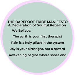 Lavender and seafoam circles with Barefoot Tribe Manifesto