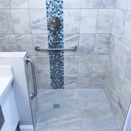 Handicap accessible shower in ADU bathroom remodel Sunnyvale Ca  