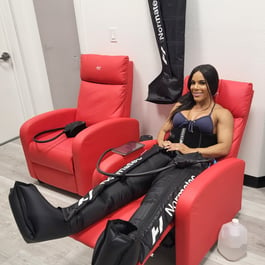 Yarishna Ayala IFBB Wellness Winner using Normatec  compression boots