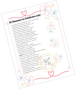 a List of 31 Reasons to Celebrate July FREEBIE