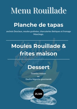 Menu Rouillade avec tapas, moules frites maison et dessert – La Rouillade Argelès.
