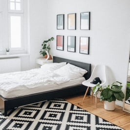 chambre lumineuse lit double plantes cadres