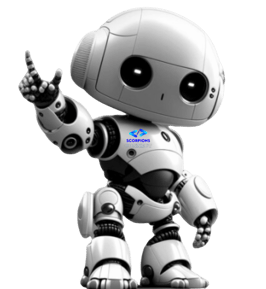 Uma robô com um dedo para cima