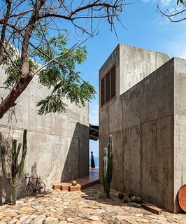 Concrete and wood biophilic designed house Rhodes Greece
