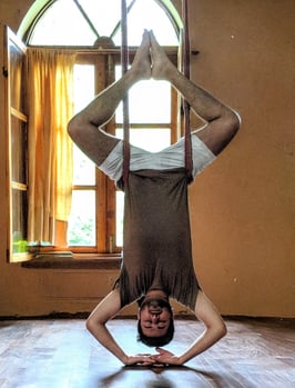 Iyengar Yoga inversion for balance - Manish, founder of Breathe Balance, Sydney