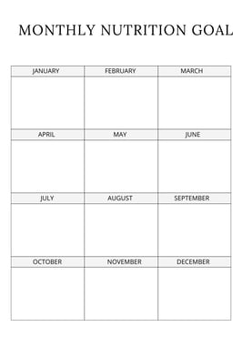 a planner calander for nutrition