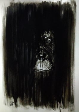 dessin noir et blanc visage de singe 