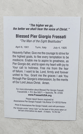 Blessed Pier Giorgio Frassati "The Man of the Eight Beatitudes"