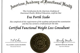 Functional Weight Loss Consultant certificate – Eva Portik Szabo