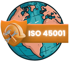 a world map and the ISO 45001 title in front of it 