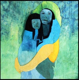 Mother and Child Acrylic, Oil on Canvas 80x80 cm