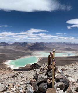 View of Laguna Verde from the summit of Licancabur volcano.