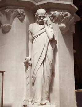 Statue of Hippocrates of Kos on the Facade of the Oxford University Museum of Natural History