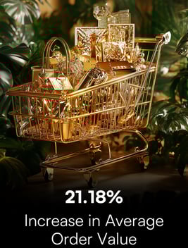 a golden shopping cart full of luxury items
