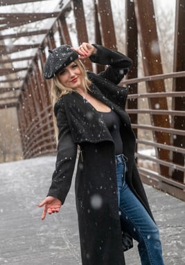 photograph of model posing on bridge by joe paris