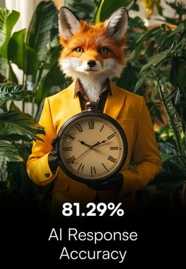 a fox in a suit holding a vintage clock