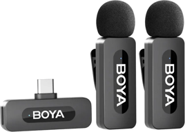 BOYA Micrófono de Solapa inalámbrico Dual para Android Smartphone Laptop 