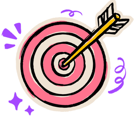 A bullseye target with an arrow shaft coming through the middle