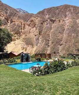 Accommodation with a pool during our Colca Canyon trek in Peru.