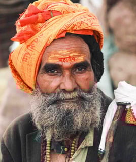 Portrait of a baba (holy man) captured in Varanasi, India.